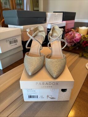 Kennedy Champagne Glitter Pointed Toe Heels